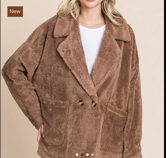 Faux Fur Double Breasted Jacket $79.99